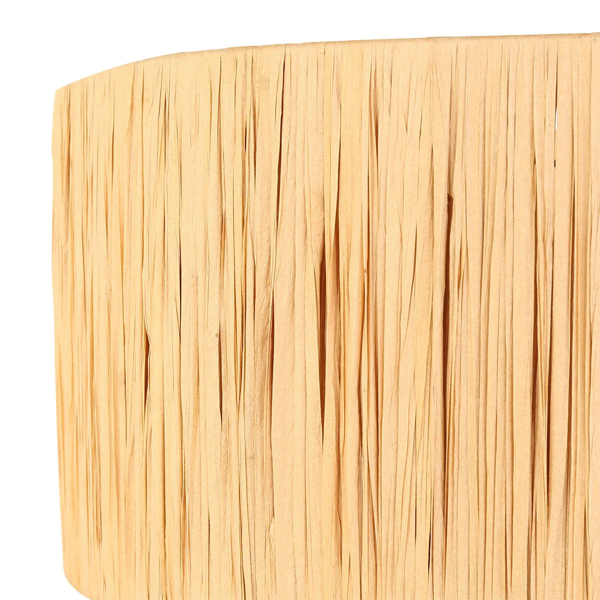 Abat-jour en seagrass naturel tressé avec frange en raffia couleur marron clair