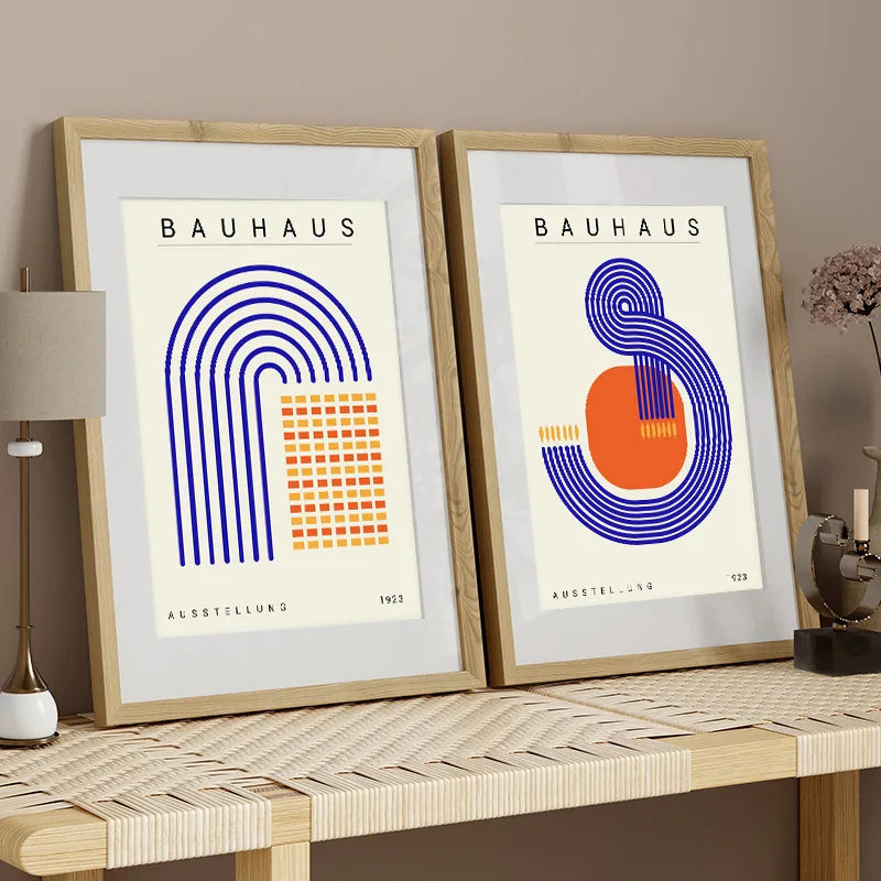 Affiche Bauhaus bleu et orange lot de 2