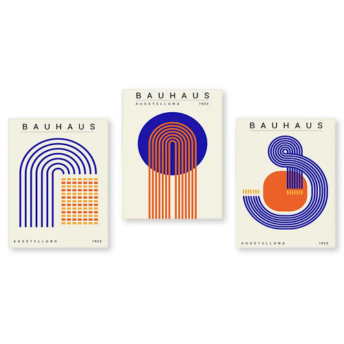 Affiche Bauhaus bleu et orange lot de 3