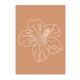 Affiche fleur en ligne blanche sur fond terracotta - 13x18cm