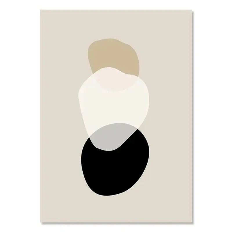 Image d’une affiche murale abstraite avec formes organiques beiges sur toile canvas
