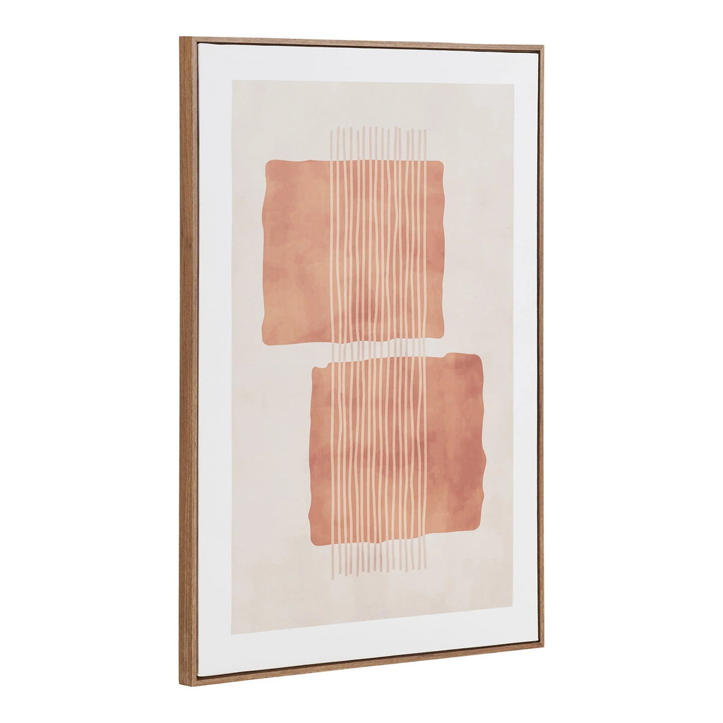 Affiche murale abstraite terracotta et beige en cadre bois 50x70 cm