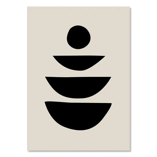 Affiche murale abstraite en toile beige et noire avec formes géométriques modernes
