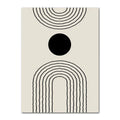 Impression d’art géométrique abstrait sur toile beige et noire avec motifs cercles et lignes