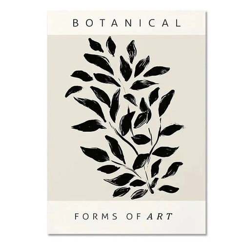 Art botanique imprimé sur toile beige affiche murale feuillage noir rectangulaire