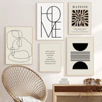 Collection de six impressions d’art encadrées pour décoration murale moderne et minimaliste