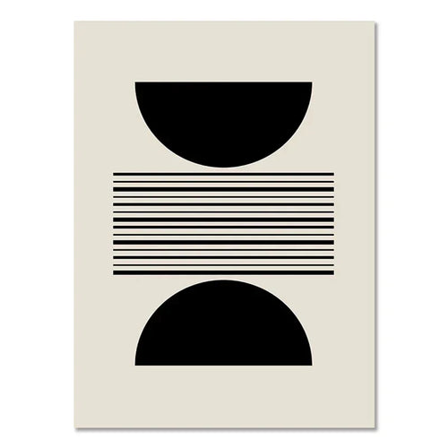 Affiche murale géométrique minimaliste en toile beige et noir avec art abstrait moderne