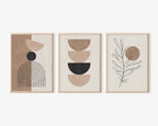 Trois impressions d’art minimaliste encadrées pour décoration murale géométrique sur toile