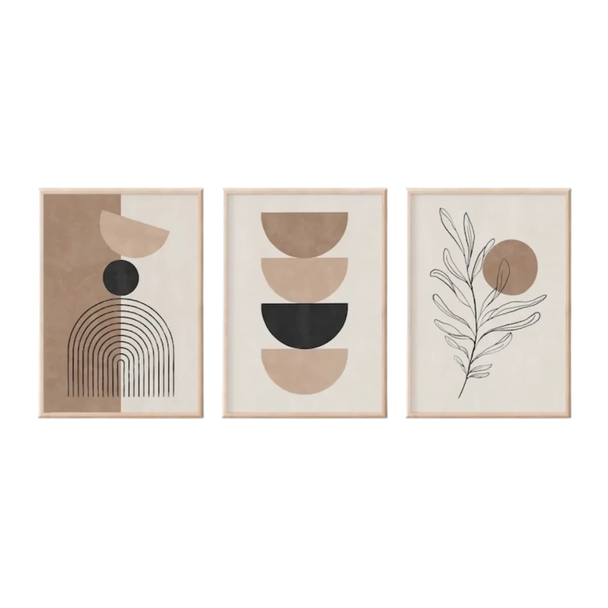 Trois impressions d’art minimaliste encadrées pour décoration murale géométrique sur toile