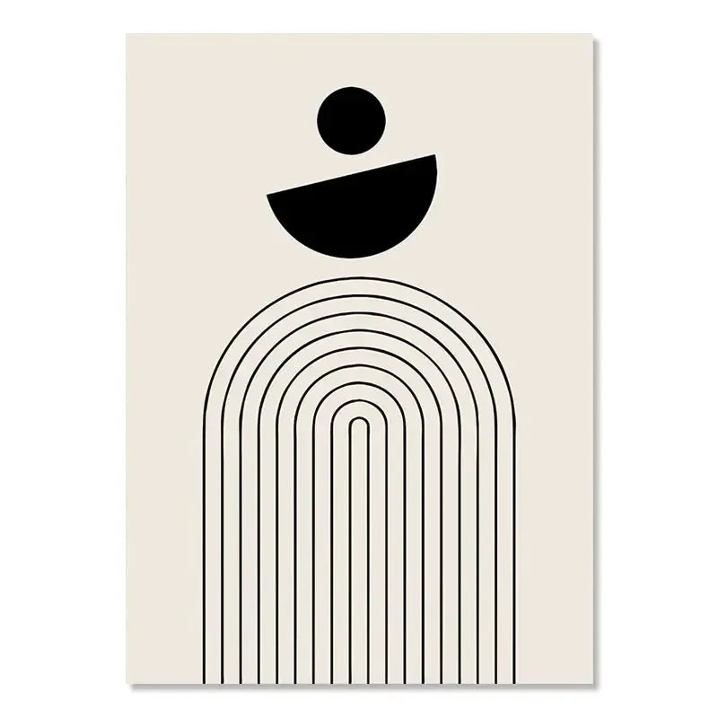 Affiche murale motif géométrique noir et blanc sur toile rectangulaire sans cadre