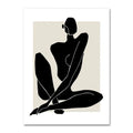 Art abstrait de figure noire féminine en silhouette sur fond beige pour affiche murale