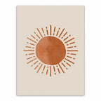 Affiche murale soleil en toile beige et ocre - 13x18cm