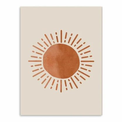 Affiche murale soleil en toile beige et ocre - 13x18cm