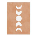 Art print représentant les phases de la lune sur toile blanche avec fond chaud