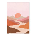 Impression dart de paysage abstrait avec montagnes ocres et ciel rose sur toile