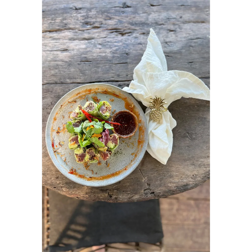 Anneau de serviette en laiton – Motif ananas doré