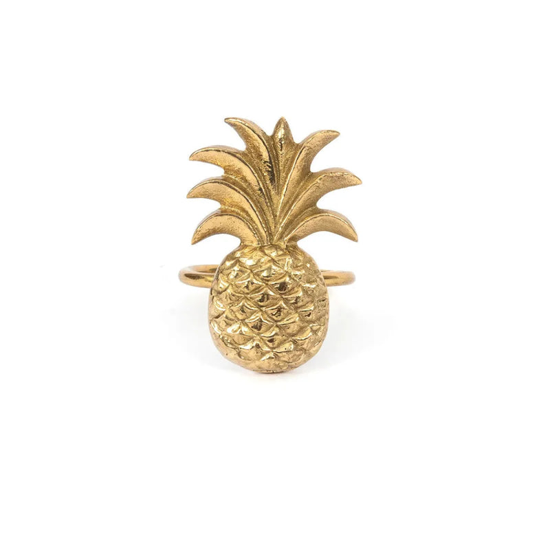 Anneau de serviette en laiton – Motif ananas doré