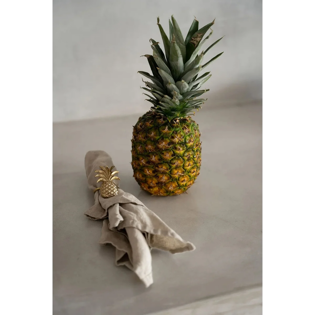 Anneau de serviette en laiton – Motif ananas doré
