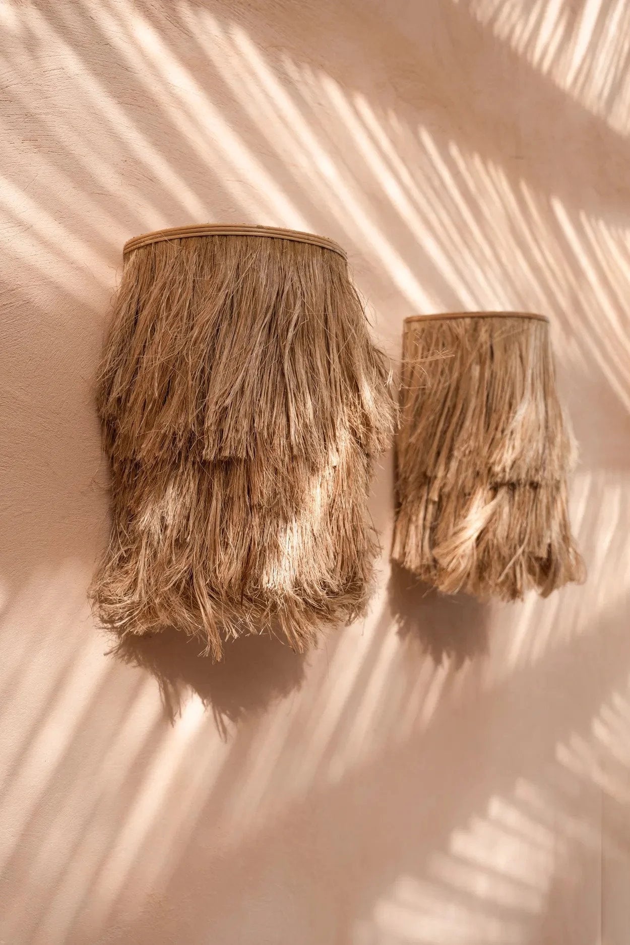 Tissu mural en abaca tressé avec franges pour décoration intérieure naturelle