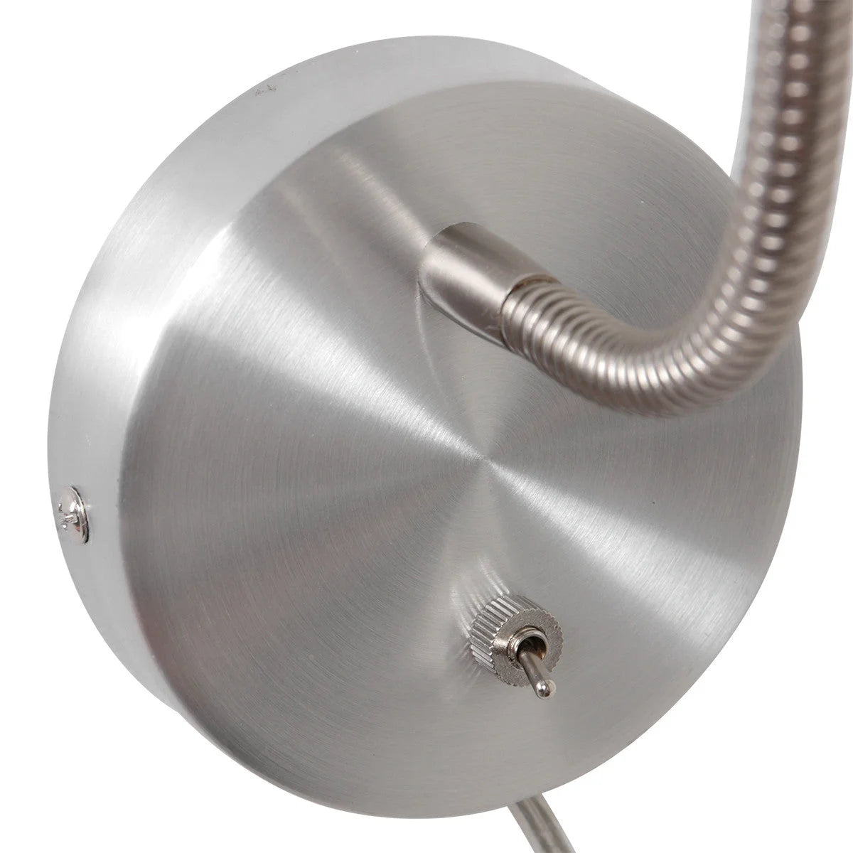 Base de lampe murale en acier brossé avec bras orientable pour chambre ou salon