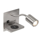 Applique murale en acier avec chargeur sans fil et ports USB pour chambre