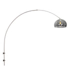 Lampadaire arcué en métal brossé avec abat-jour gris fumé, diamètre 38 cm