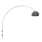 Lampadaire arqué en métal brossé avec abat-jour gris fumé Ø38 cm