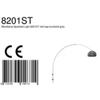 Lampe arc en métal brossé avec abat-jour gris fumé, diamètre 38 cm