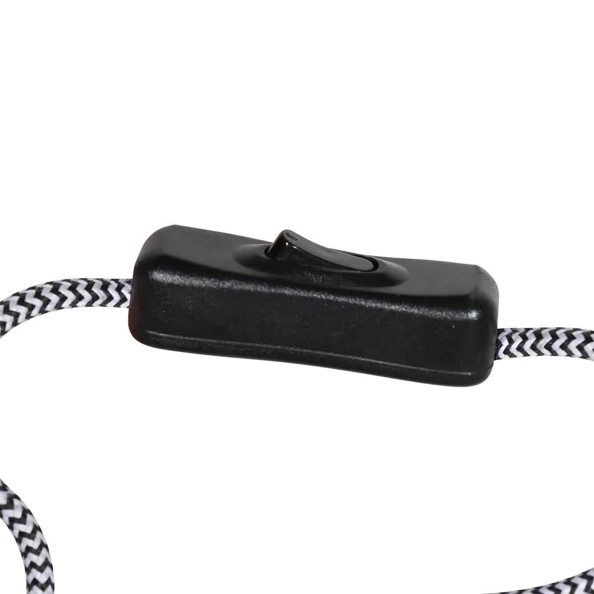 Interrupteur corde en noir sur applique murale Bambou et métal avec bras pivotant