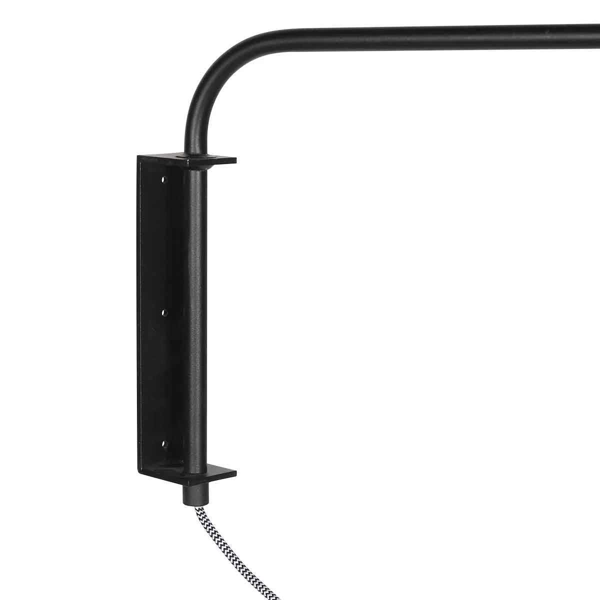 Applique murale en bambou et métal noir avec bras pivotant, diamètre 30 cm