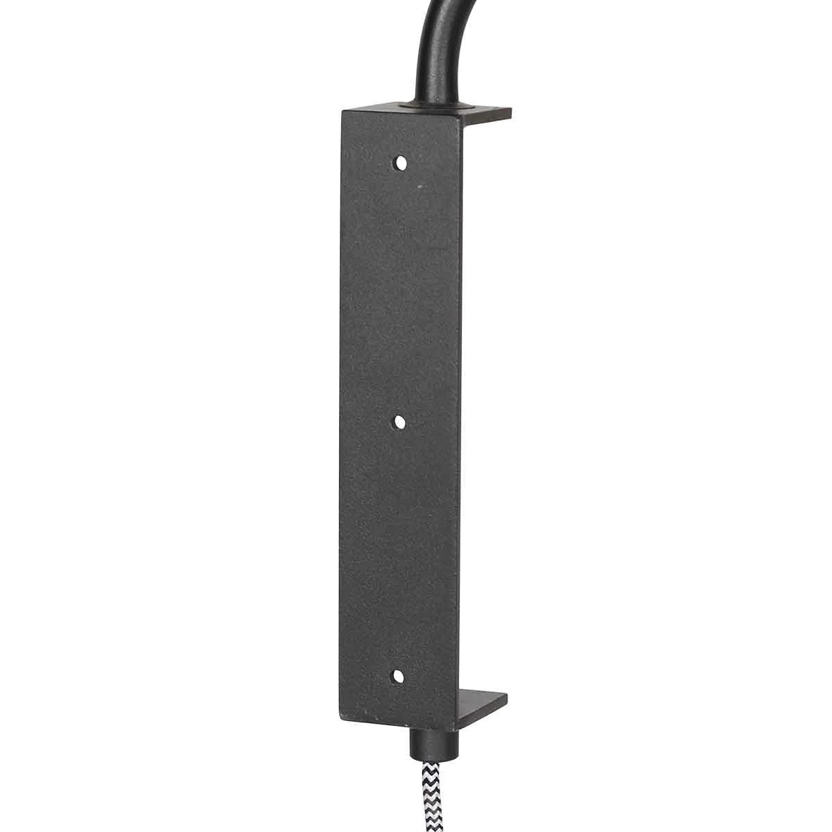 Support lampe mural en métal noir avec bras pivotant pour Applique murale bambou et métal noir avec bras pivotant – Ø30 cm