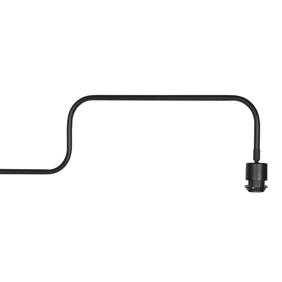 Applique murale en bambou et métal noir avec bras pivotant et diamètre Ø30 cm