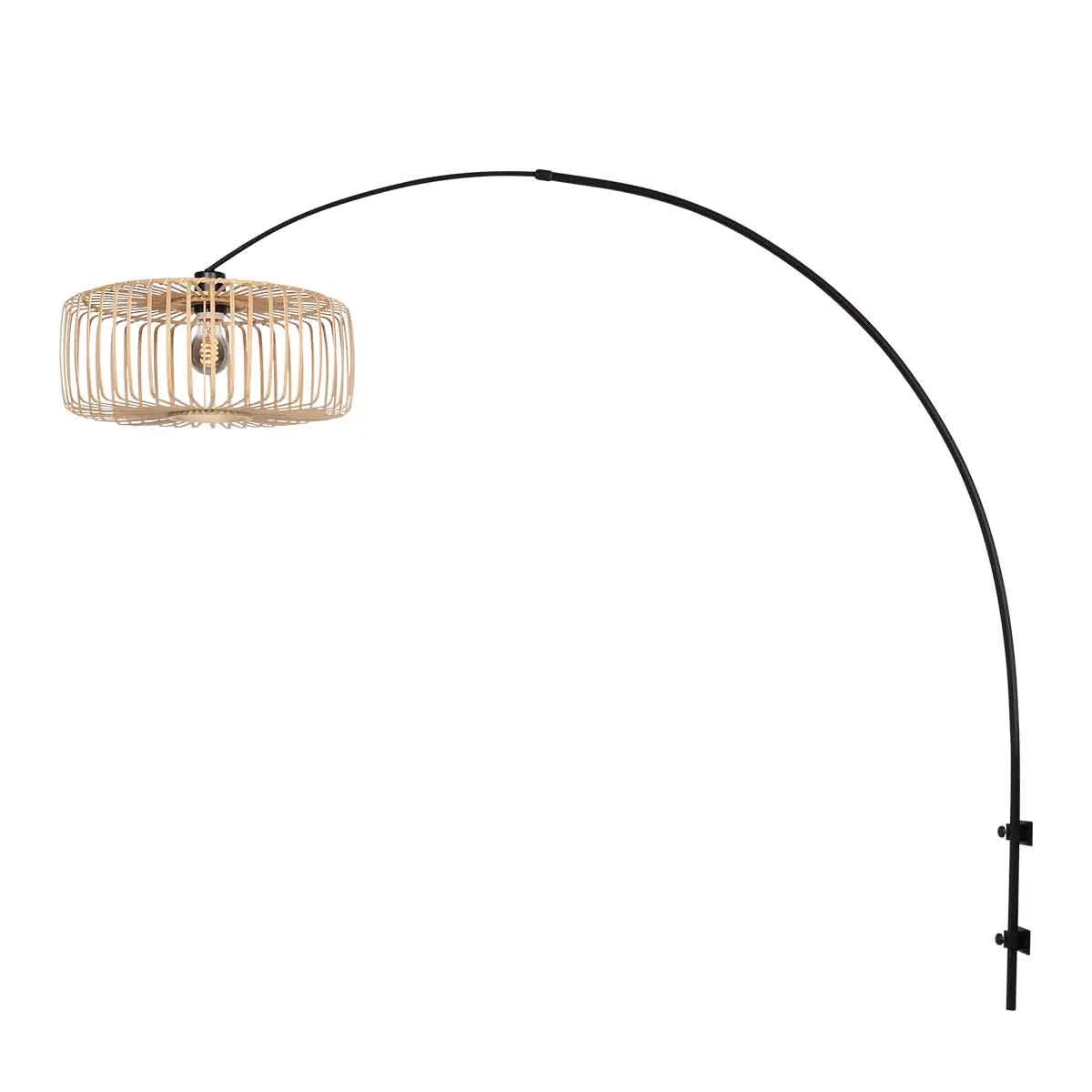 Lampadaire arqué avec abat-jour en tissage naturel pour décor moderne et élégant