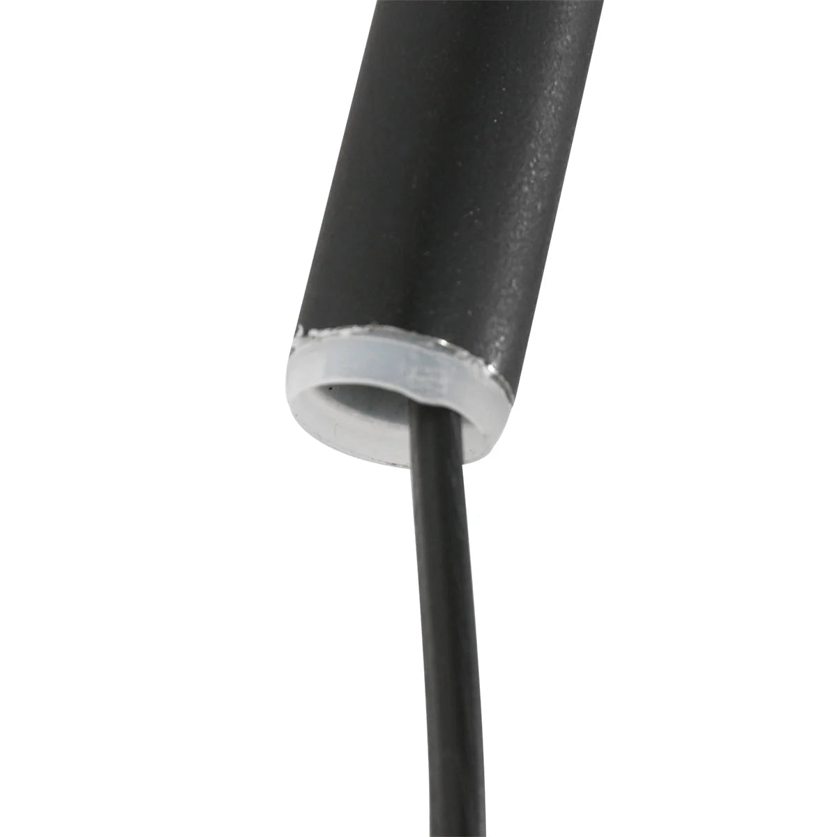 Tube noir avec fil sur applique murale bambou naturel et métal noir, bras arqué Ø40 cm