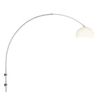 Lampadaire arqué avec abat-jour globe blanc mat en métal bras courbé
