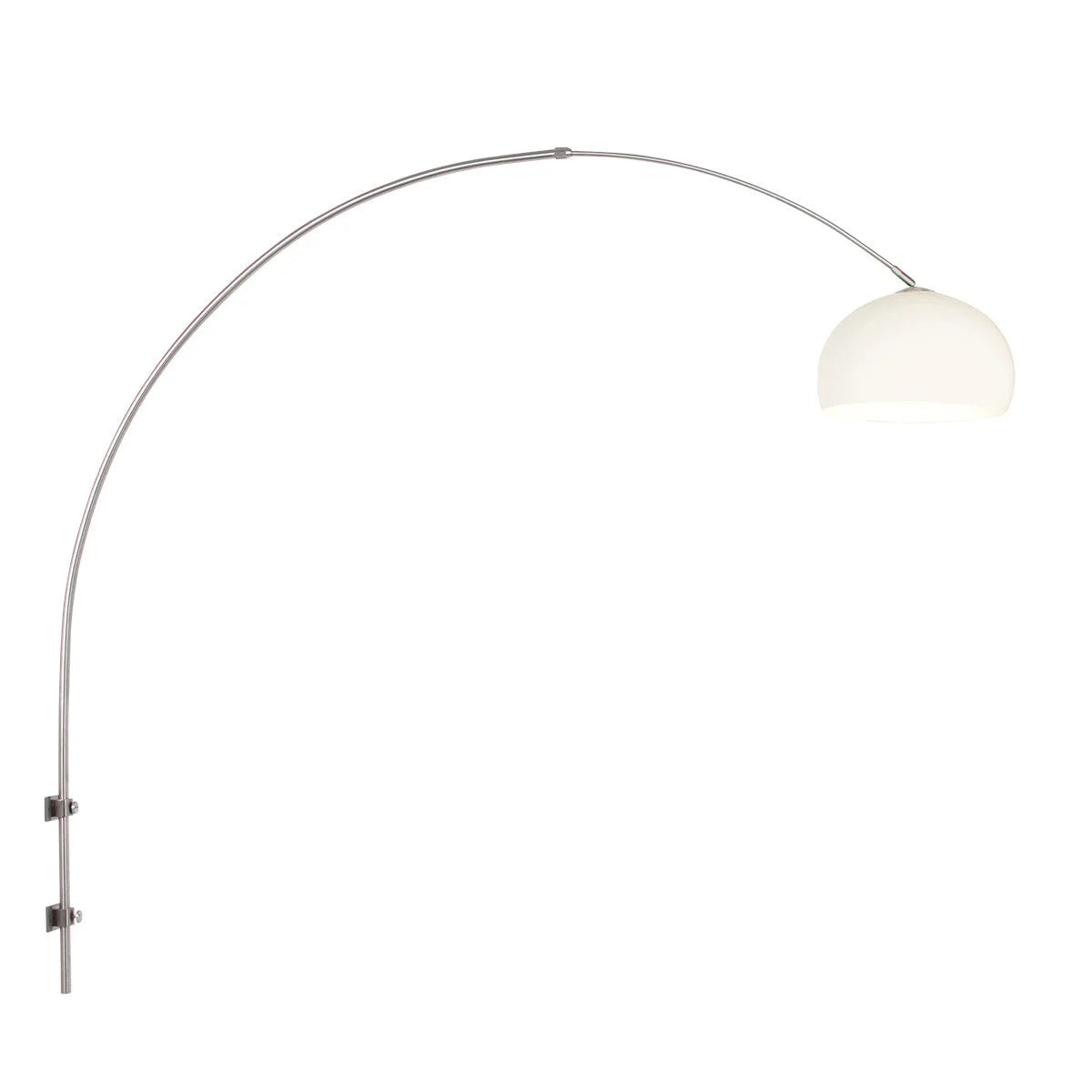 Lampadaire arqué avec abat-jour globe blanc mat en métal bras courbé