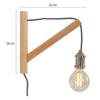 Applique murale en bois clair et métal brossé avec ampoule exposée