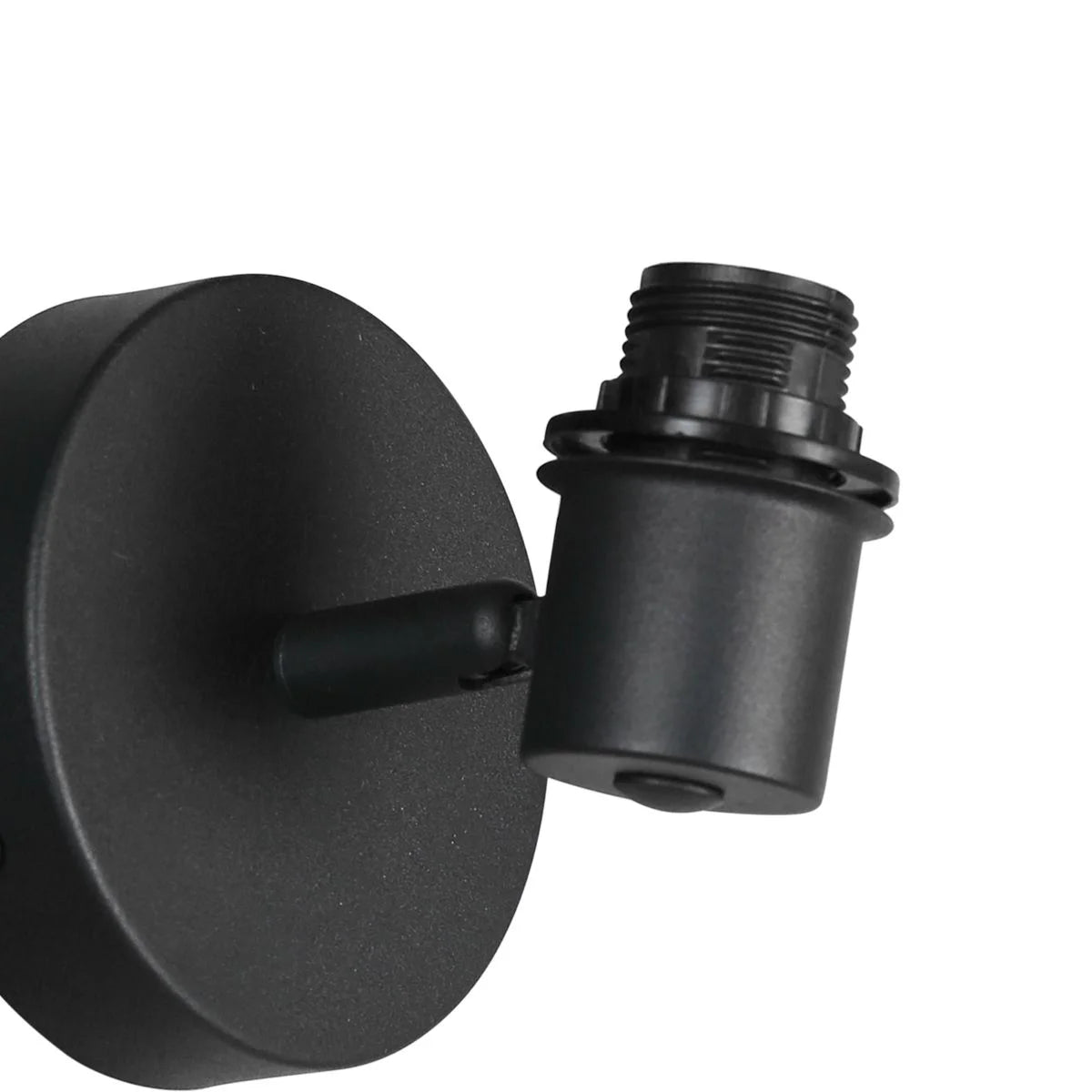 Applique murale en bois clair et métal noir orientable avec support lampe E27