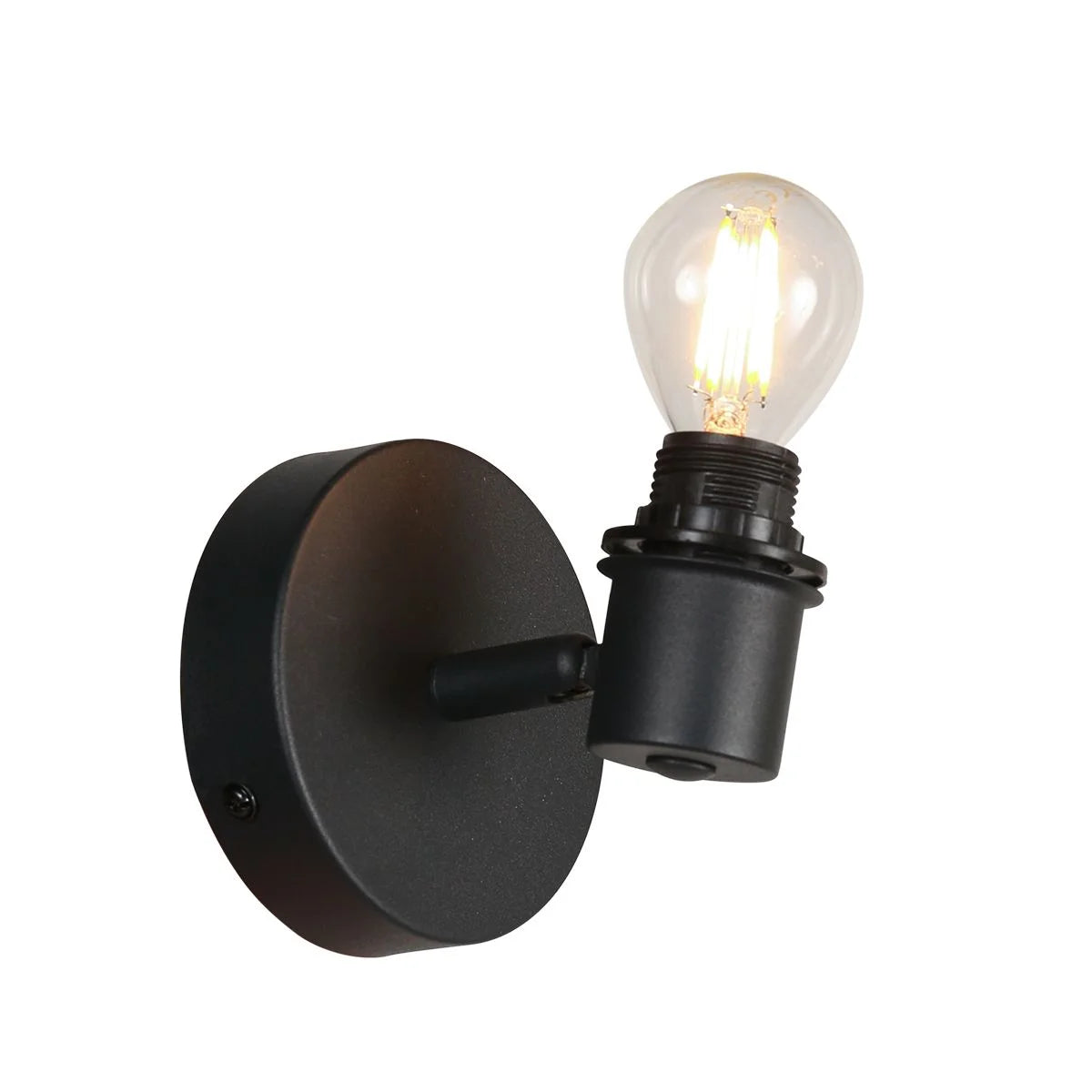 Applique murale en bois clair et métal noir avec ampoule LED filament orientable