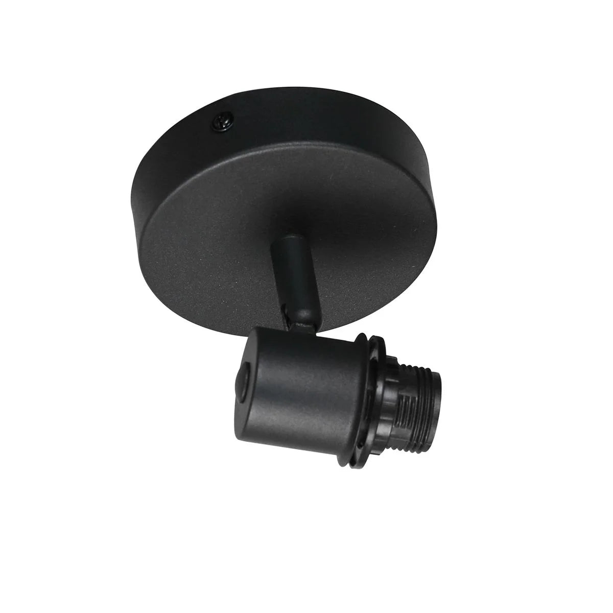 Applique murale en bois clair et métal noir orientable avec spot plafond exposé