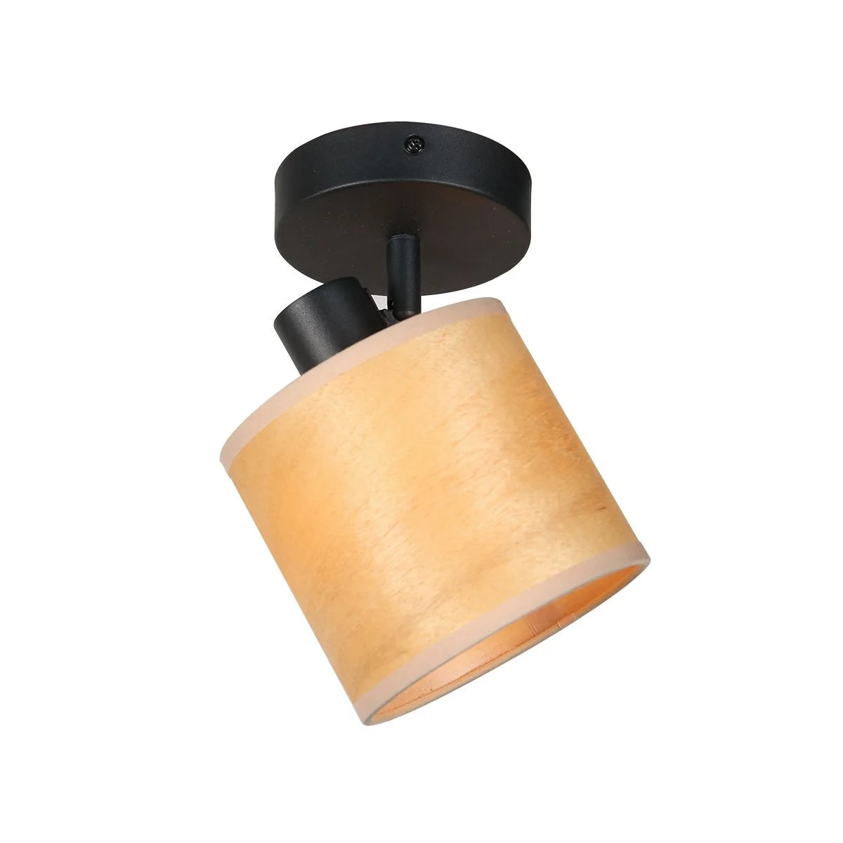 Spotlight mural noir avec abat-jour en tissu orange clair orientable, Ø12 cm