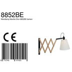 Applique murale en bois extensible avec abat-jour blanc crème Ø20 cm