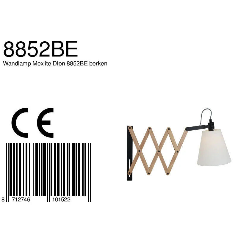 Applique murale en bois extensible avec abat-jour blanc crème Ø20 cm