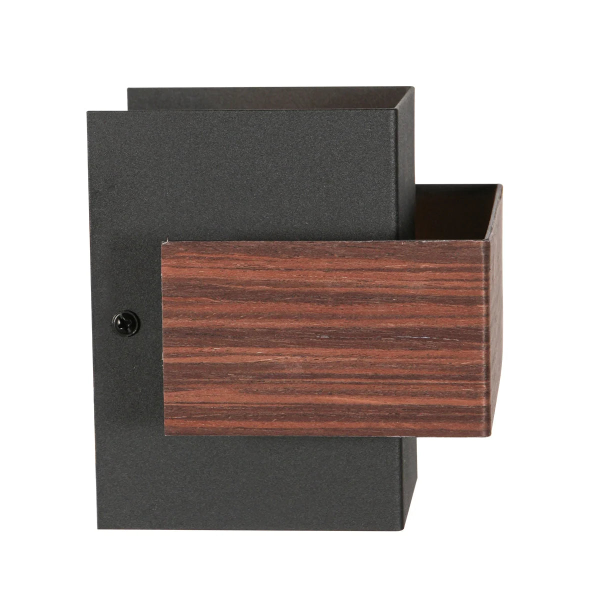 Applique murale moderne en bois et métal noir avec motif strié pour salon ou couloir