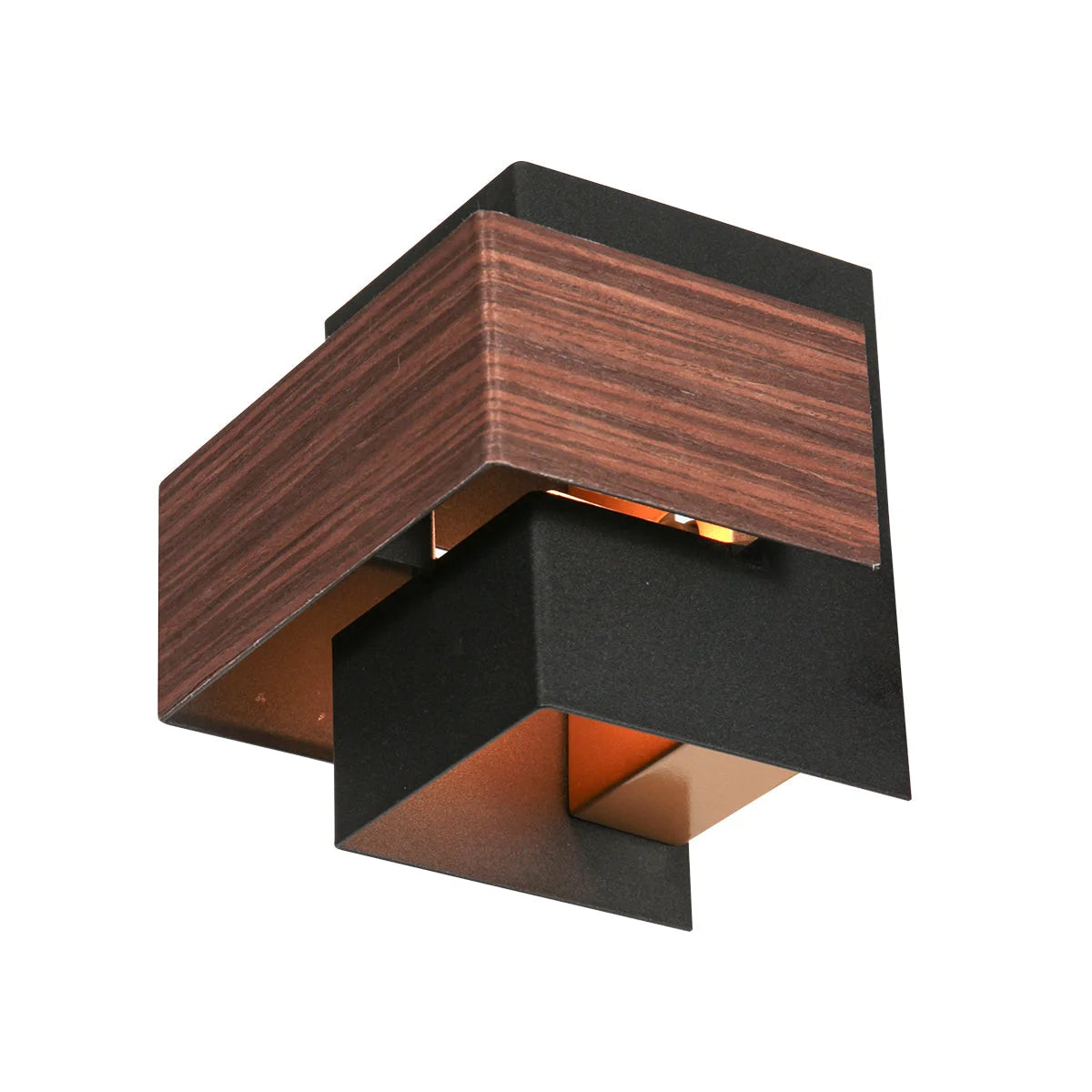 Applique murale bois et métal noire à motif strié pour salon ou couloir