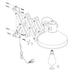 Lampadaire mural en bois naturel avec abat-jour blanc conique pivotant en angle