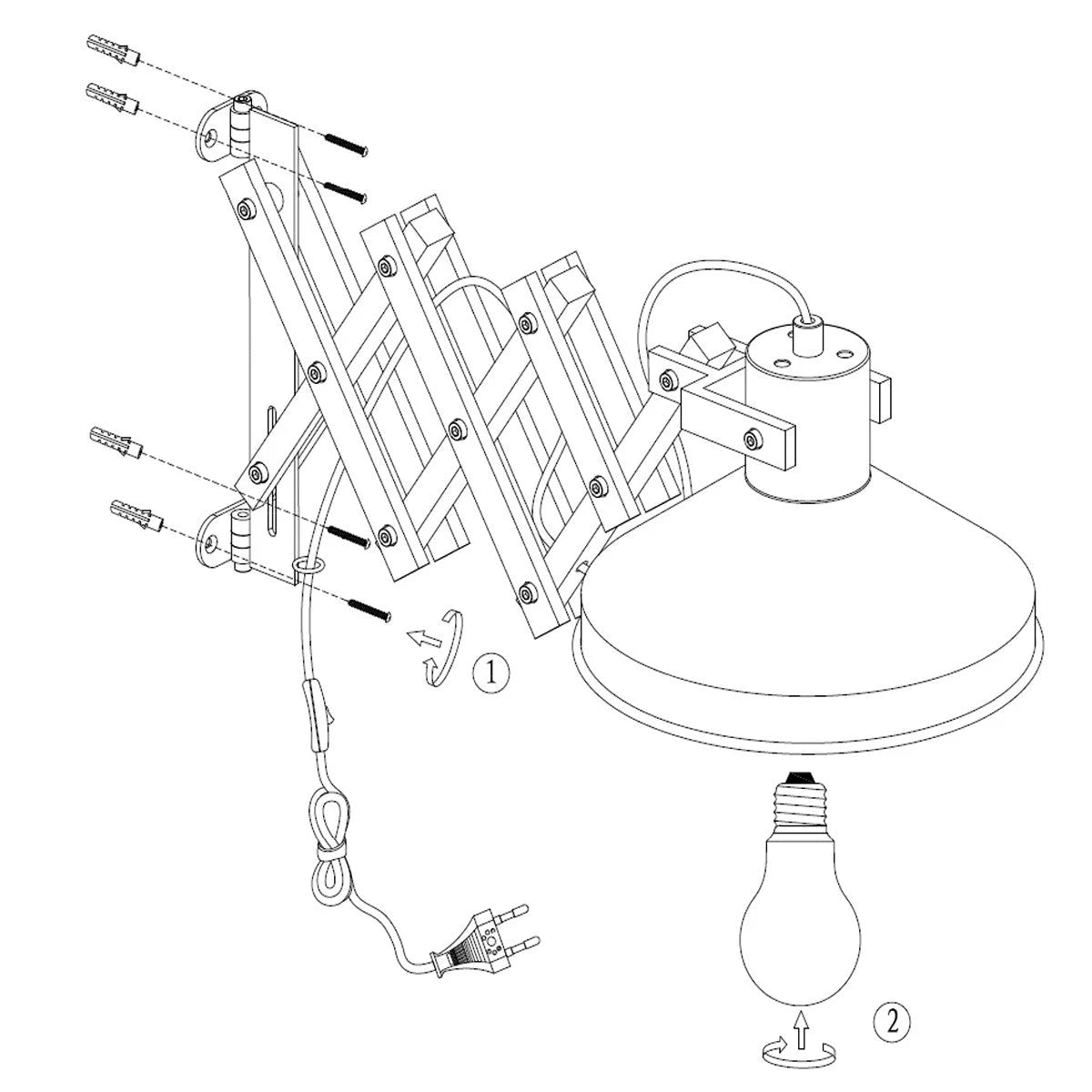 Lampadaire mural en bois naturel avec abat-jour blanc conique pivotant en angle