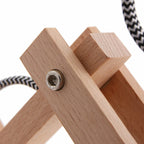 Bras articulé en bois naturel avec boulon pour applique murale à abat-jour blanc conique