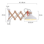 Applique murale en bois naturel avec abat-jour blanc conique pivotant Ø23 cm
