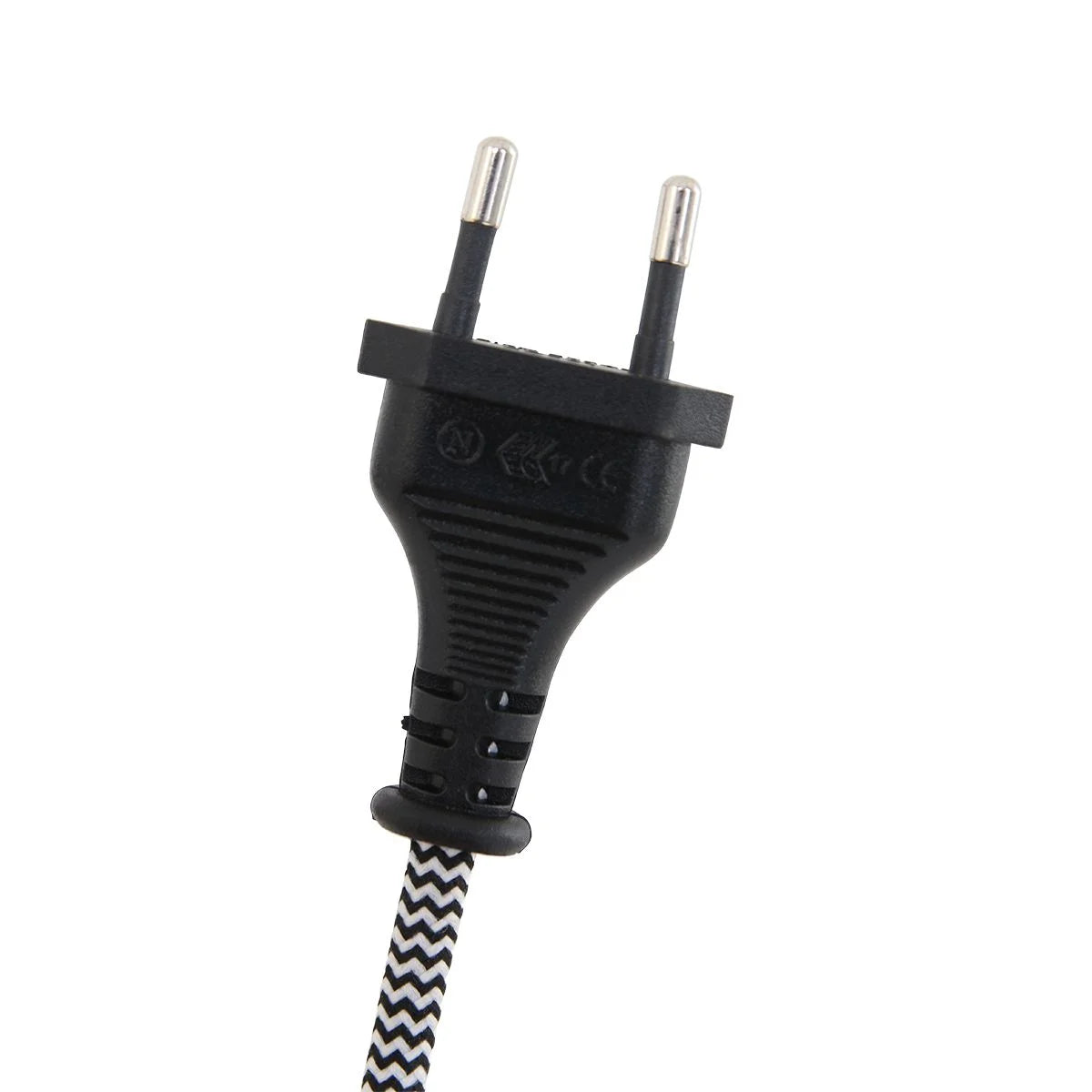 Fiche d’ampoule électrique européenne noire avec cordon à motif pour Applique murale en bois naturel
